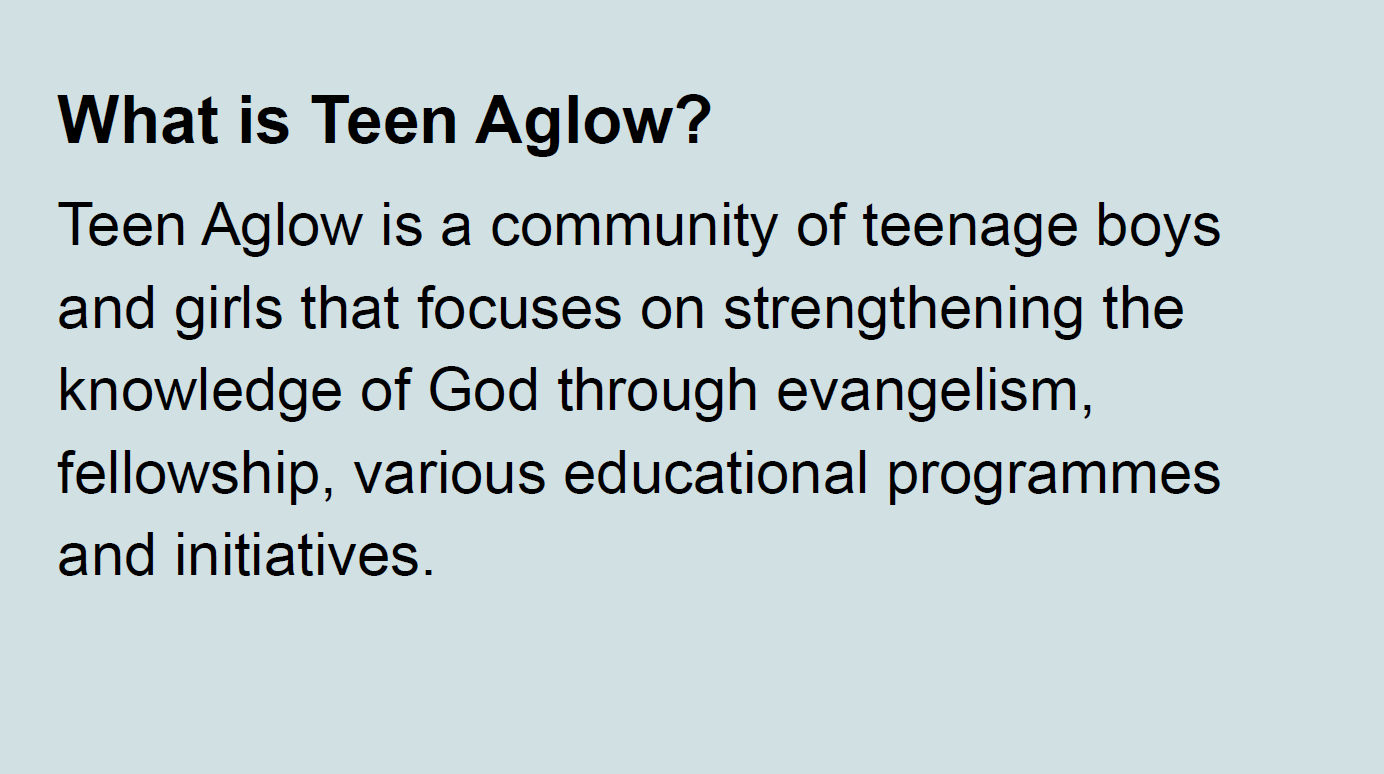 What is Teen Aglow